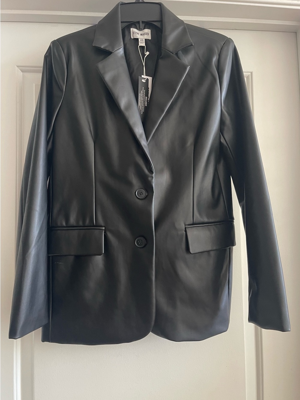 Steve Madden Black Faux Leather Blazer